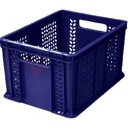 Пластиковый ящик универсальный перфорированный, дно сплошное 400х300х230 (Синий)