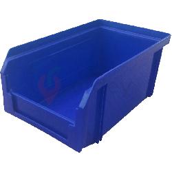 Пластиковый лоток для склада синий, сплошной (170х105х75)