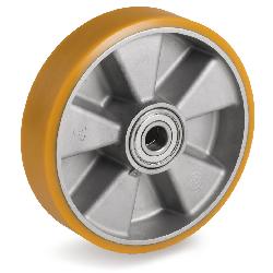 Колесо Tellure Rota 651106 под ось, диаметр 200 мм, грузоподъемность 850кг, полиуретан TR / алюминий, шариковый подшипник в комплекте