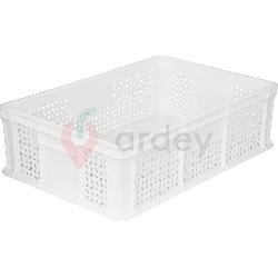 Пластиковый ящик универсальный перфорированный, дно сплошное 400х300х120 (Белый морозостойкий)