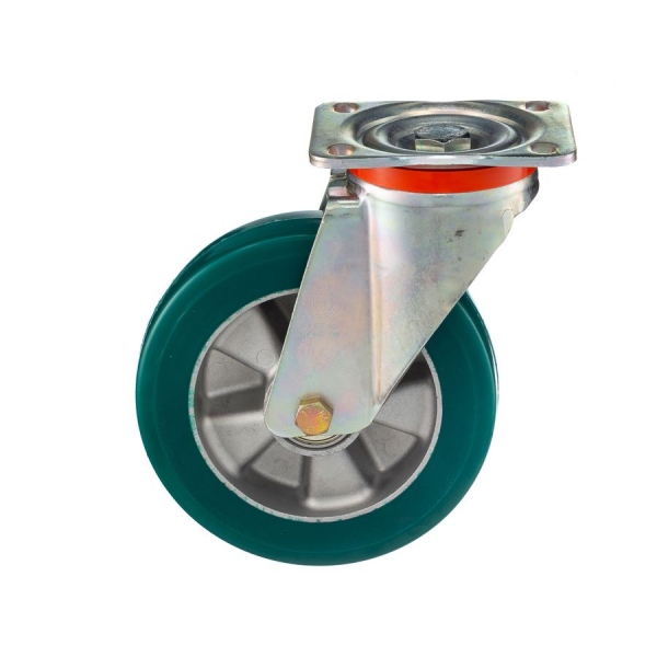 Колесо Tellure Rota 627516 большегрузное поворотное, диаметр 200мм, грузоподъемность 700кг, полиуретан TR- ROLL, алюминий