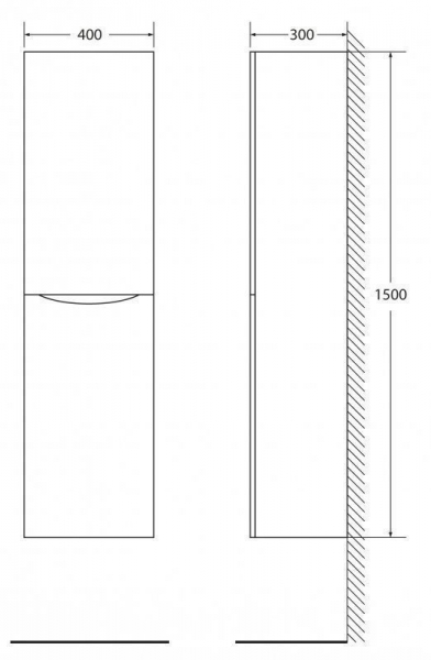 Шкаф-пенал подвесной BelBagno FLY-MARINO-1500-2A-SC-BL-P-R, 40 х 30 х 150 см, Bianco Lucido/белый глянец, правосторонний