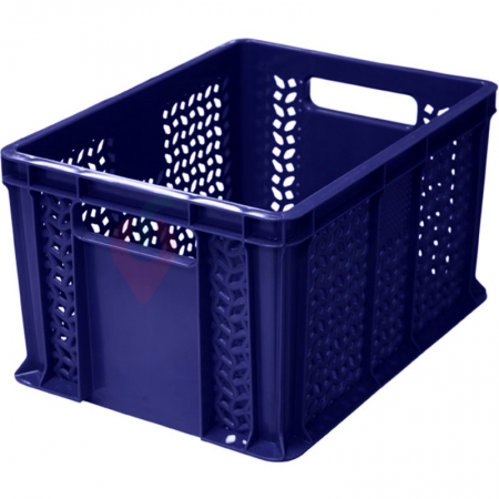 Пластиковый ящик универсальный перфорированный, дно сплошное 400х300х230 (Синий)