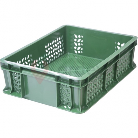 Пластиковый ящик универсальный перфорированный, 400х300х120 (Зеленый)