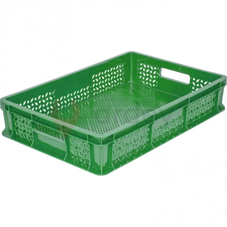 Пластиковый ящик универсальный перфорированный, 600х400х140 (Зеленый)