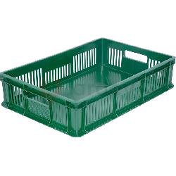 Пластиковый ящик универсальный перфорированный, дно сплошное 600х400х140 (Зеленый)