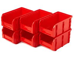 Пластиковый ящик V-2-К6-красный , 234х149х120мм, комплект 6 штук