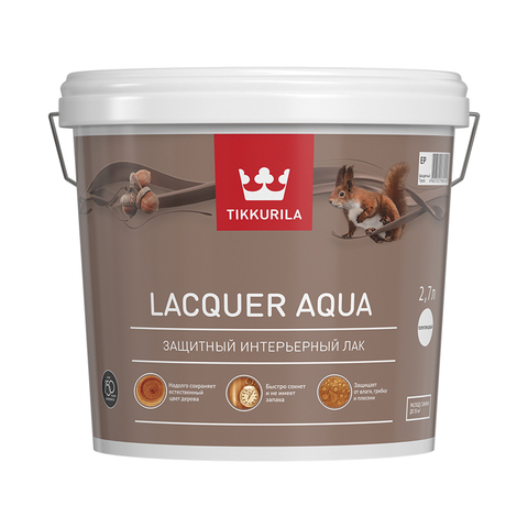 Tikkurila Euro Lacquer Aqua (Лак Аква) интерьерный полуглянцевый лак 9л