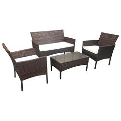 Набор садовой мебели, ротанг коричневый, столик, диван, два кресла