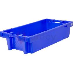 Ящик п/э рыбный конусный с дренажными отверстиями синий (800x450x190)