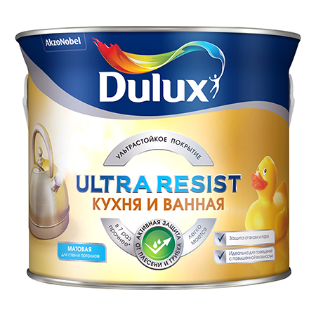 Краска Dulux Ultra Resist для Кухни и ванной матовая база BC 4,5л