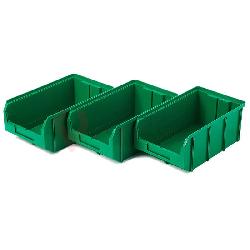 Пластиковый ящик V3К3зеленый , 342х207х143мм, комплект 3 штуки