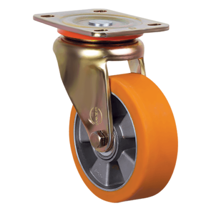 Большегрузное полиуретановое колесо с поворотным кронштейном ED01 ABP 150