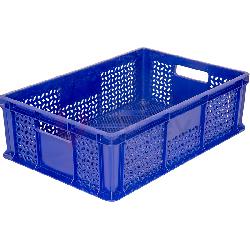 Пластиковый ящик универсальный перфорированный, дно сплошное 400х300х120 (Синий)
