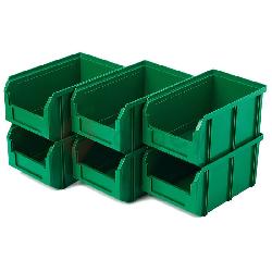 Пластиковый ящик V2К6зеленый , 234х149х120мм, комплект 6 штук