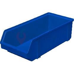 Пластиковый лоток для склада синий, сплошной (400х230х150)