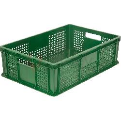 Пластиковый ящик универсальный перфорированный, дно сплошное 600х400х180 (Зеленый)