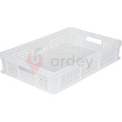 Пластиковый ящик универсальный перфорированный, 600х400х140 (Белый морозостойкий)