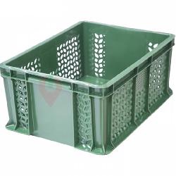 Пластиковый ящик универсальный перфорированный, дно сплошное 400х300х180 (Зеленый)