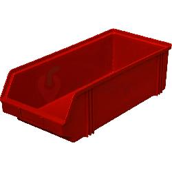 Пластиковый лоток для склада красный, сплошной (400х230х150)