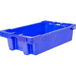 Ящик п/э рыбный конусный с дренажными отверстиями синий (890x560x235)