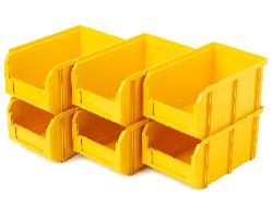 Пластиковый ящик V-2-К6-желтый , 234х149х120мм, комплект 6 штук