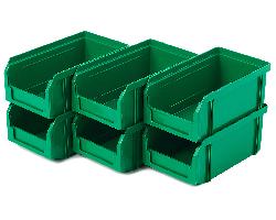 Пластиковый ящик V-1-К6-зеленый , 172х102х75мм, комплект 6 штук