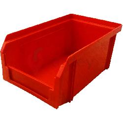 Пластиковый лоток для склада красный, сплошной (170х105х75)