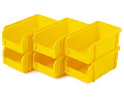 Пластиковый ящик V-1-К6-желтый , 172х102х75мм, комплект 6 штук