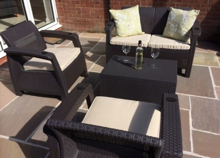 Комплект садовой мебели HomlyGreen Set 2+1+1+Кофейный столик+подушки серого цвета