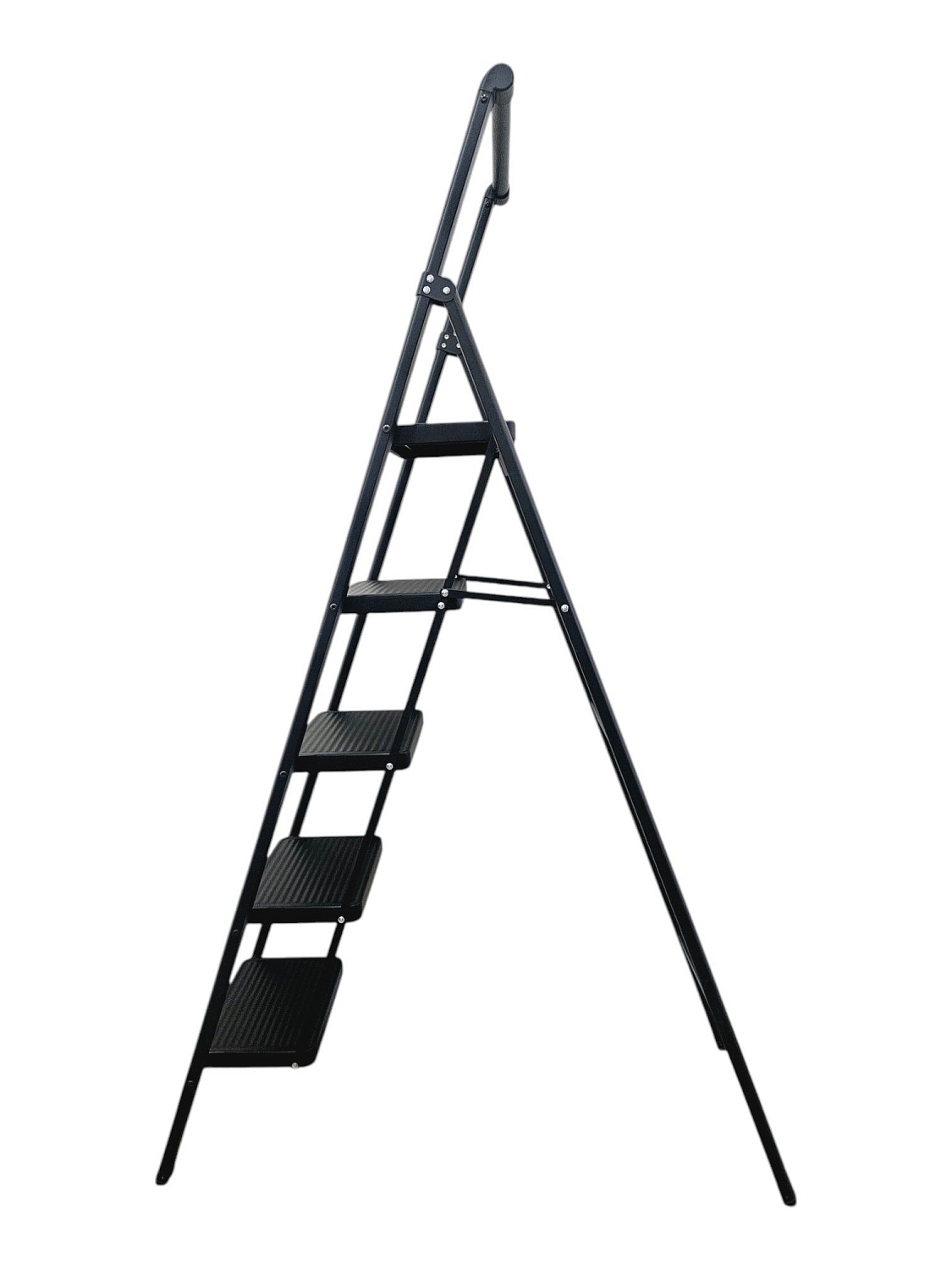 Стремянка стальная, черная 5 широких ступеней