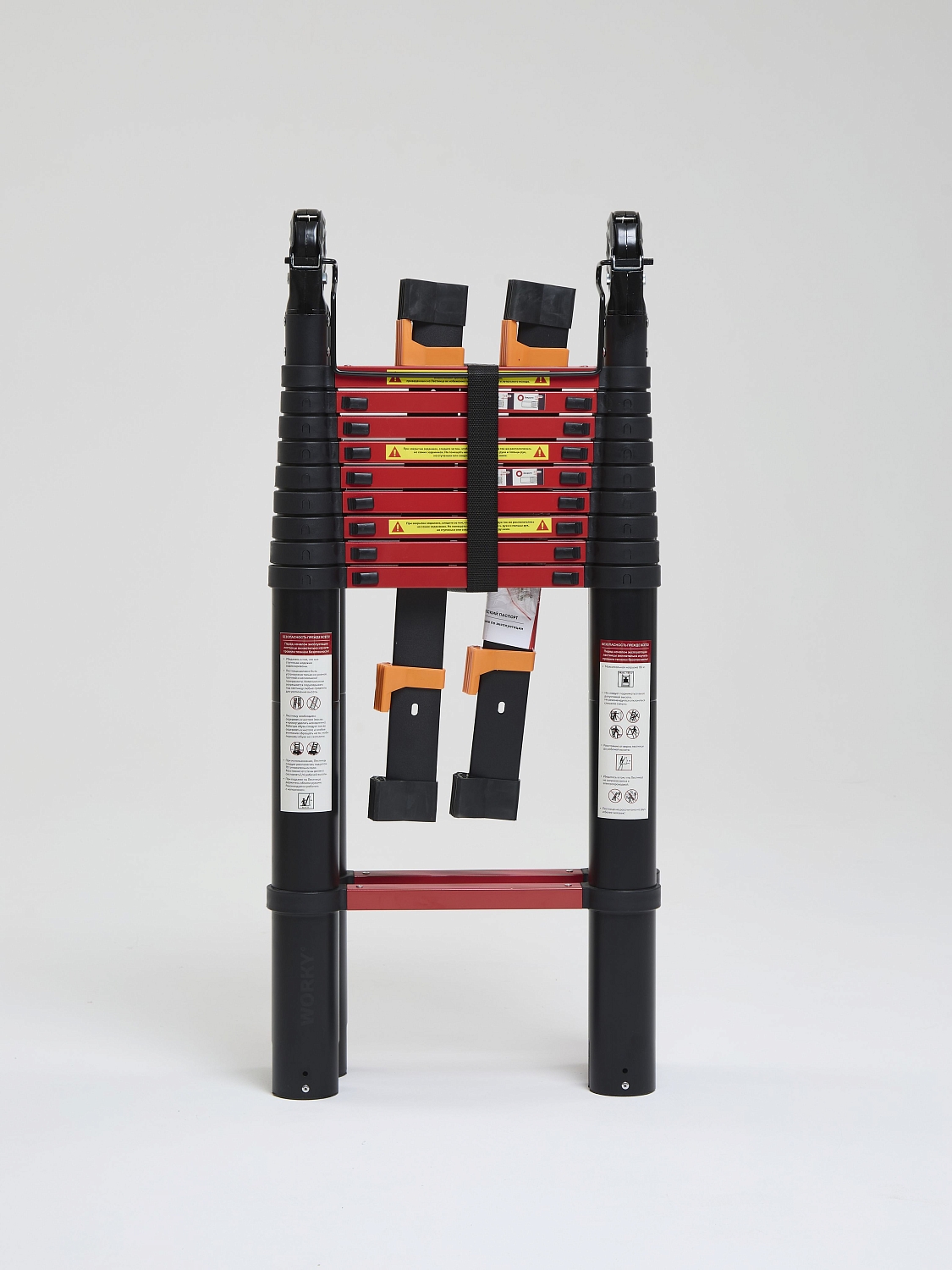 Лестница-стремянка телескопическая WORKY BLACK 4,4м/8,8м, 11+11 ступеней