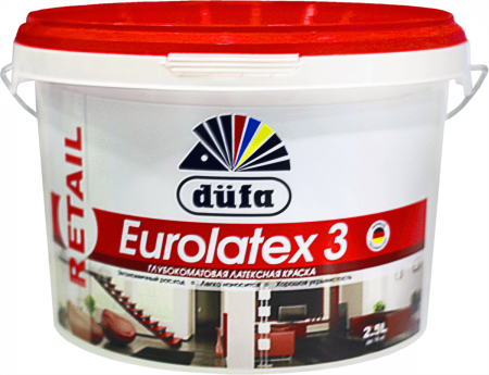 Dufa Краска водно-дисперсионная интерьерная EUROLATEX 3 белая глубокоматовая 10л