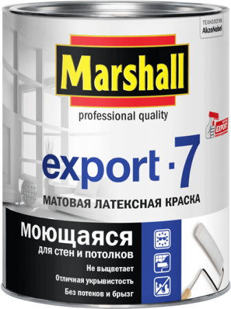 Marshall EXPORT-7 краска водно-эмульсионная латексная для стен и потолка матовая База BW 0,9л
