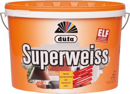 Dufa Краска водно-дисперсионная для внутренних работ влагостойкая супербелая RD4 SUPERWEISS 2,5л