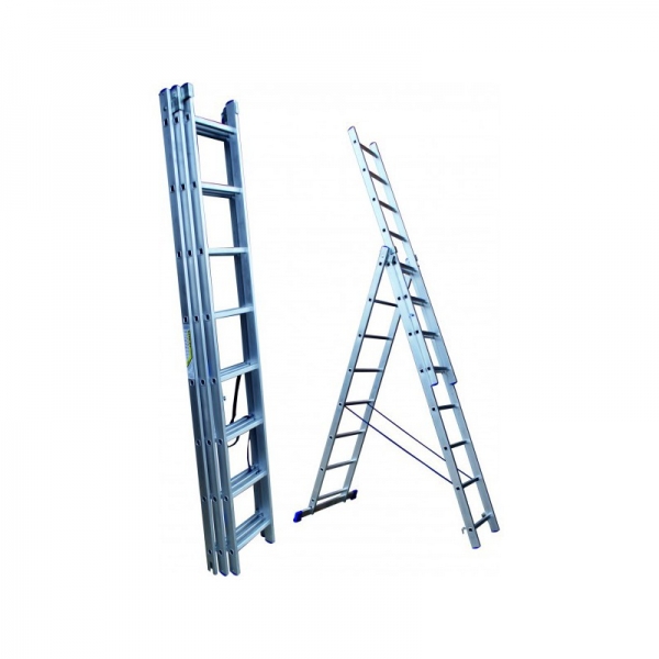 Алюминиевая лестница трехсекционная 6 ступеней (СТАНДАРТ)