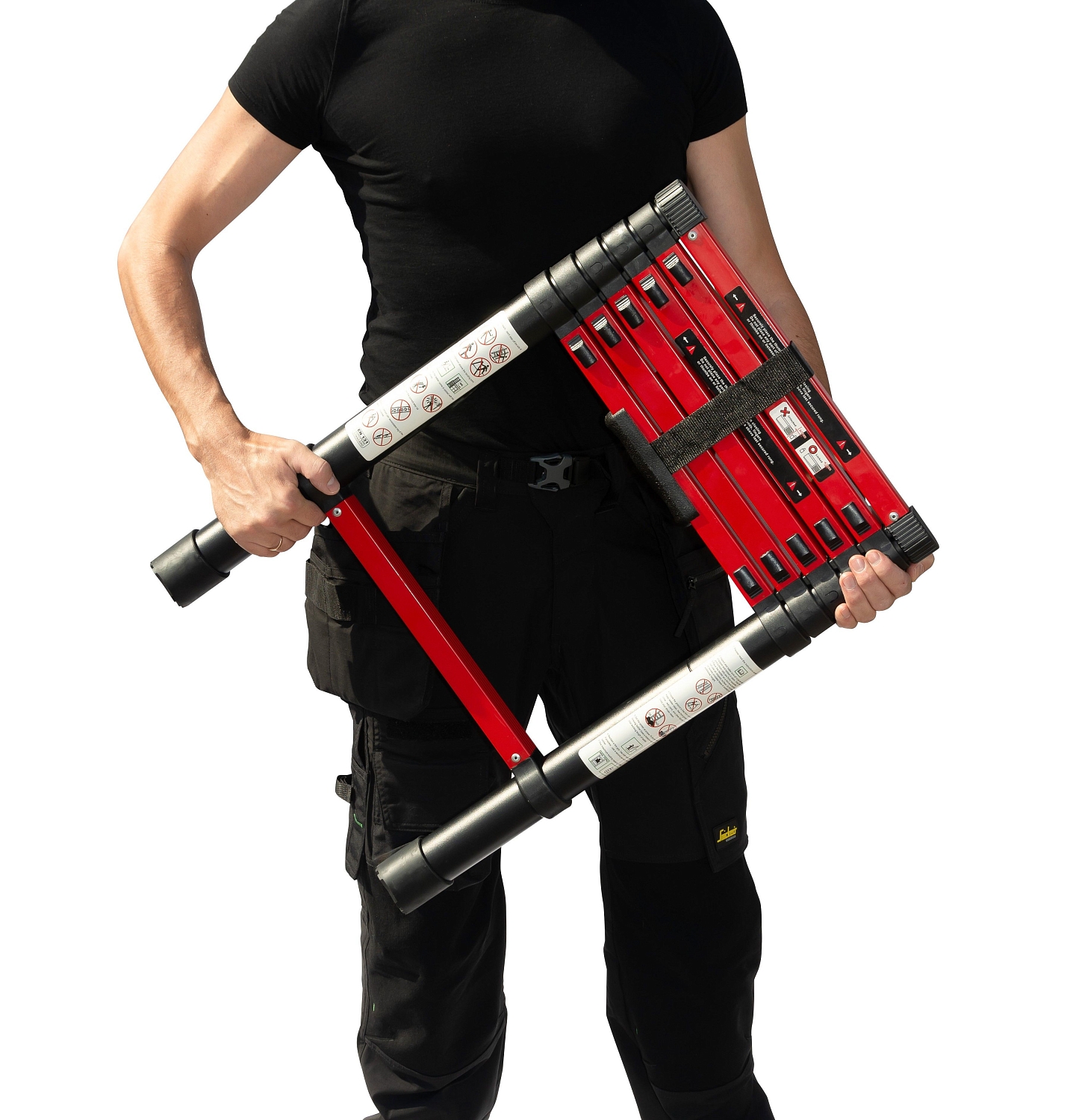 Лестница телескопическая WORKY BLACK 2,2м, 6 ступеней