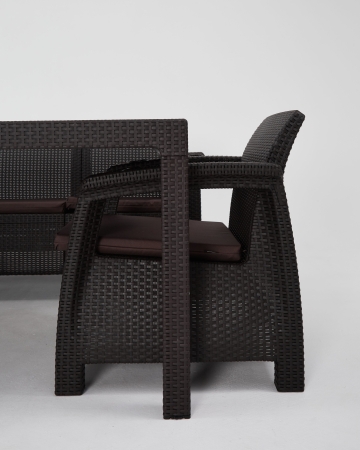 Комплект садовой мебели HomlyGreen 5+2+1+обеденный стол 153х79, с комплектом коричневых подушек