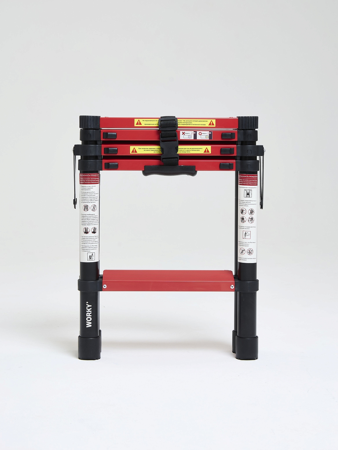 Лестница стремянка телескопическая WORKY BLACK 4+5 ступеней 1,1м+1,4м
