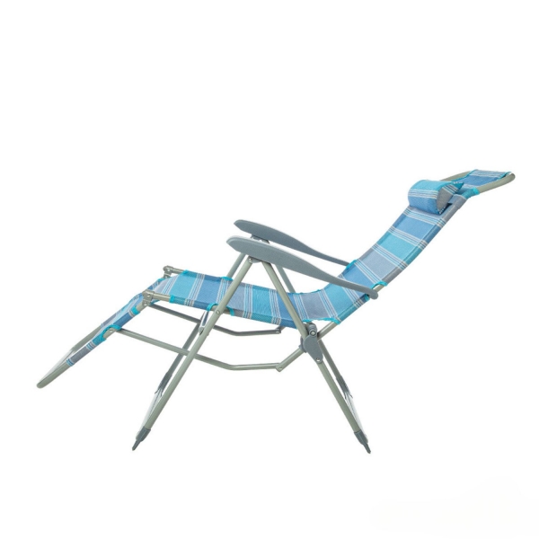 Кресло шезлонг для дачи, голубой. Складной шезлонг садовый