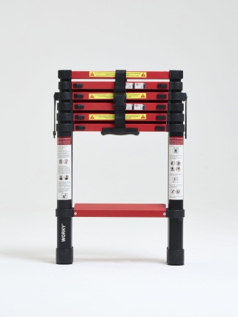 Лестница стремянка телескопическая WORKY BLACK 6+7 ступеней 1,7м+2,0м