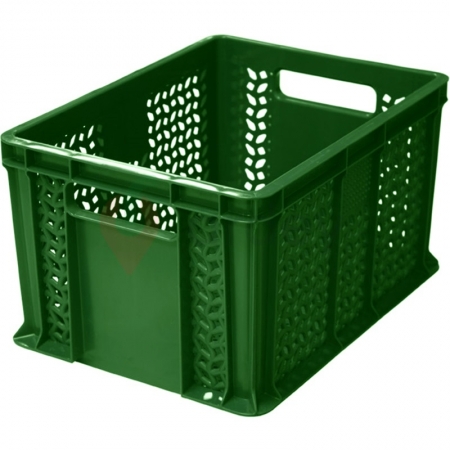 Пластиковый ящик универсальный перфорированный, дно сплошное 400х300х230 (Зеленый)