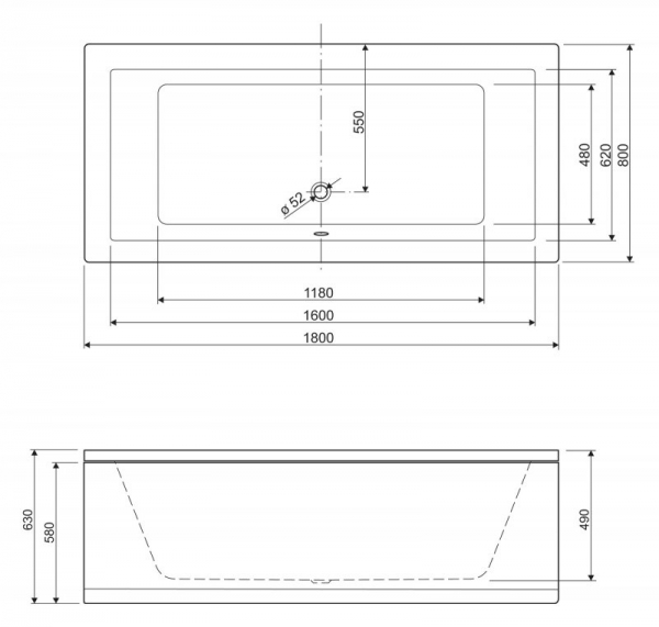 Cezares Передняя панель для акриловой ванны PLANE-180-SCR, 180x5x58