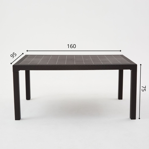 Комплект садовой мебели HomlyGreen Диван угловой и стол обеденный 160х95, мокко (подушки темно-синего цвета)
