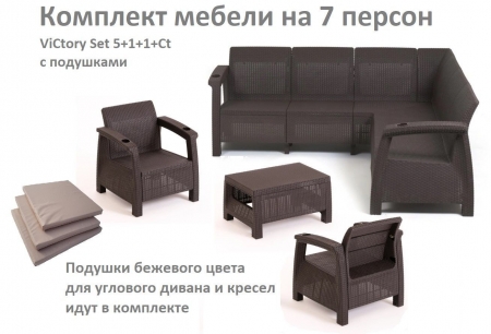 Комплект садовой мебели HomlyGreen Set 5+1+1+Кофейный столик+подушки темно-синего цвета