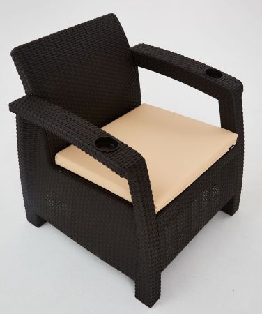 Комплект садовой мебели HomlyGreen 5+3+1+обеденный стол 153х79, с комплектом бежевых подушек