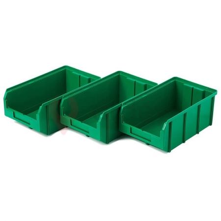 Пластиковый ящик V3К3зеленый , 342х207х143мм, комплект 3 штуки
