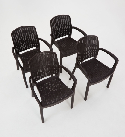 Комплект садовой мебели HomlyGreen 3+4стула+обеденный стол 153х79, с комплектом бежевых подушек