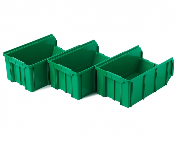 Пластиковый ящик V-3-К3-зеленый , 342х207х143мм, комплект 3 штуки