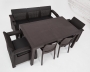 Комплект садовой мебели из ротанга Set 3+1+1+2стула+обеденный стол 160х95, с комплектом красных подушек